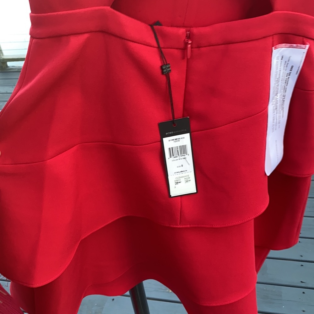 BCBG Rio Red Cocktail Ruffle Dress Sze 8 - Picture 9 of 10